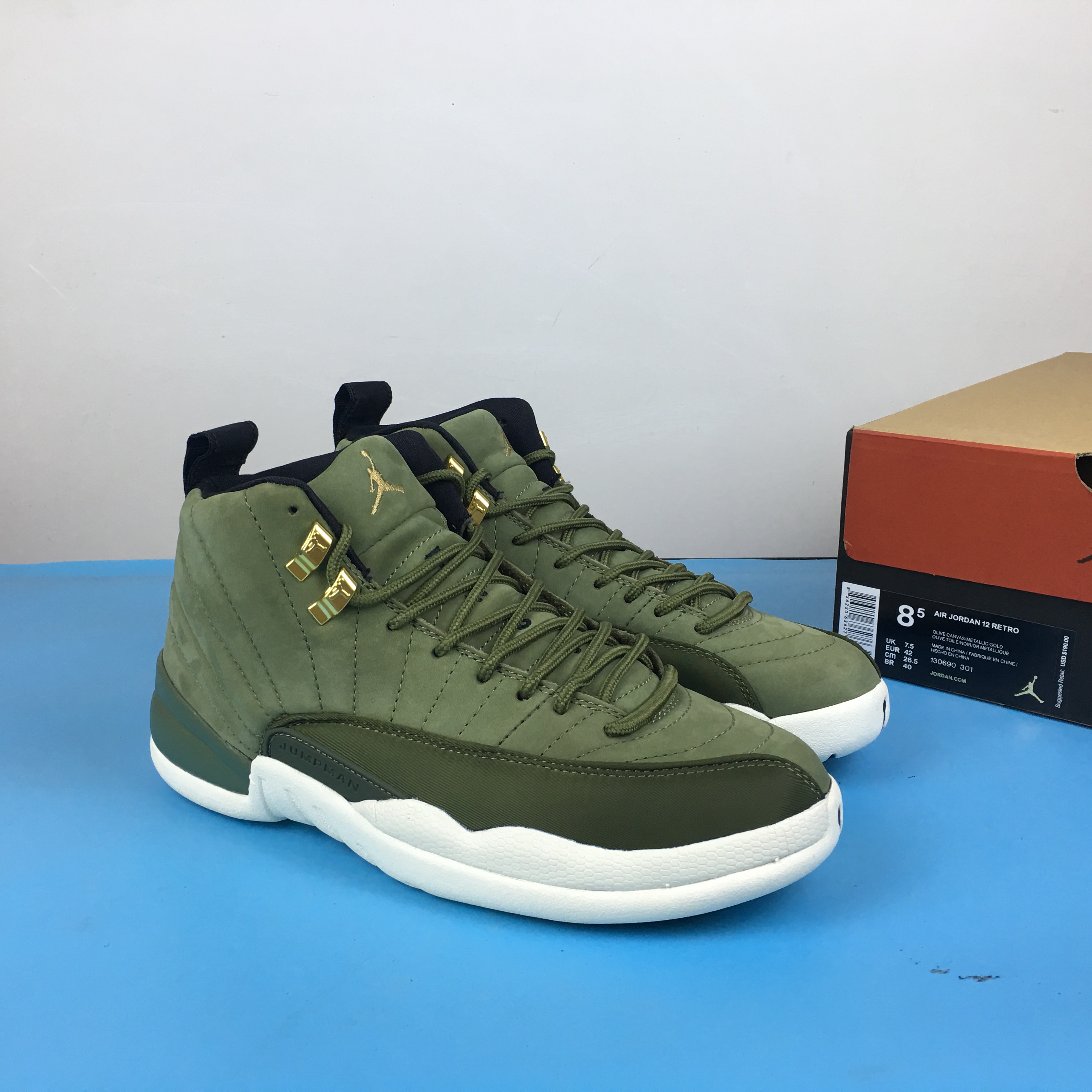 Air Jordan 12 Graduation Pack Green White Shoes - Click Image to Close